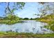 Beautiful pond reflecting the sky, surrounded by green vegetation at 205 Elaine Pl, Chuluota, FL 32766
