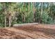 Shaded wooded area with pine needle ground cover and stacked lumber at 205 Elaine Pl, Chuluota, FL 32766