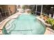 Sparkling swimming pool with steps surrounded by a screened enclosure and lush landscaping at 2343 Walnut Heights Rd, Apopka, FL 32703