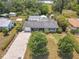 Aerial view of a charming home with a screened pool and a spacious, treed lot at 2550 Meadowview Ln, Deland, FL 32720