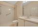 Clean bathroom with shower and vanity with countertop at 2714 Moncayo Ave, The Villages, FL 32162