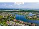 Aerial view showing the proximity to a lake and other neighborhood homes at 3041 Boating Blvd, Kissimmee, FL 34746