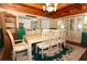Cozy dining room featuring a wooden ceiling, a large table with chairs, and a decorative rug at 317 White Oak Dr, Altamonte Springs, FL 32701