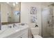 A beautifully decorated bathroom with a glass shower and marble countertop at 3512 Legacy Hills Ct, Longwood, FL 32779