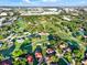 Expansive aerial of a residential community adjacent to a golf course, showcasing the community's beautiful landscaping at 6969 Edgeworth Dr, Orlando, FL 32819