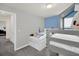 bedroom with gray framed bunk beds, twin bed, Frozen themed bedding, and gray carpet at 7263 Oakmoss Loop, Davenport, FL 33837