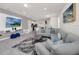 Living room with open concept, modern decor, and a gray sectional sofa at 7263 Oakmoss Loop, Davenport, FL 33837