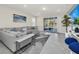 Open living area with sliding glass doors to the backyard and view of the pool at 7263 Oakmoss Loop, Davenport, FL 33837