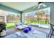 Beautiful patio with lounge chairs and a screened pool, perfect for relaxation and enjoying the outdoor space at 7263 Oakmoss Loop, Davenport, FL 33837