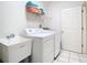 Bright laundry room with modern washer and dryer, sink, and ample storage space at 7323 Cypress Grove Rd # 87, Orlando, FL 32819