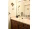 Traditional bathroom vanity with wood cabinets, a large mirror, and decorative accents at 983 Bucksaw Pl, Longwood, FL 32750