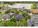 Stunning aerial view showcasing the house's backyard, lake, landscaping, and neighborhood at 1601 Stargazer Ter, Sanford, FL 32771