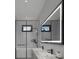 Modern bathroom featuring a double vanity, sleek fixtures, and an illuminated mirror at 213 Breezeway Dr, Davenport, FL 33897
