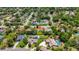 An aerial view of a neighborhood with mature trees, houses, and lawns, showcasing a desirable residential area at 226 Selkirk Way, Longwood, FL 32779