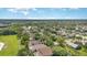 An aerial view shows a residential neighborhood with tree-lined streets, well-maintained homes, and community green spaces at 400 Bridge Creek Blvd, Ocoee, FL 34761