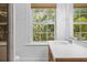 Bathroom boasting a vanity, sink, and a window view, adjoining a shower area, for efficient space use at 490 Shoreview Ave, Winter Park, FL 32789