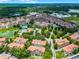 Beautiful aerial perspective of a neighborhood with tennis courts, swimming pool, lakes, and mature trees at 524 Lobelia Dr, Lake Mary, FL 32746