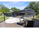 Relaxing screened-in pool area complete with patio seating and view of backyard at 5370 Whispering Pine Cir, St Cloud, FL 34771