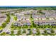 Wide aerial view of a neighborhood featuring many houses, mature trees, and cars on the streets at 15030 Book Club Rd, Winter Garden, FL 34787
