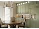 Modern kitchen features custom cabinets and stylish countertops with a dining table near by at 2349 Plantation Oak Dr, Orlando, FL 32824