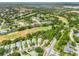 Aerial view of the property nestled in a lush, green neighborhood, golf course nearby at 487 Foxhill Dr, Debary, FL 32713
