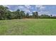 Large green backyard featuring a tree line and privacy wall at 5154 Majestic Woods Pl, Sanford, FL 32771