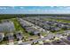 Aerial view of the community showcases the desirable neighborhood, beautiful homes, and serene lake at 596 Sun Warbler Way, St Cloud, FL 34771