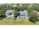 Backyard aerial view highlighting the screened pool, lush landscaping and mature trees on this large private lot at 6161 Blakeford Dr, Windermere, FL 34786