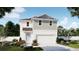 Charming two-story home with a modern design, two-car garage, and beautifully landscaped front yard at 734 Ginger Dr, Haines City, FL 33844