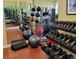 Fitness center with free weights and yoga balls at 850 Lazio Cir, Debary, FL 32713