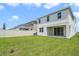 Backyard with lush green grass, privacy fence, and covered patio at 14655 Erice Ave, Clermont, FL 34714