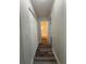 Hallway with view into bathroom featuring neutral paint and laminate flooring at 1523 S Mellonville Ave, Sanford, FL 32771