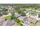 Expansive aerial view of homes with screened pools, lush greenery, and serene ponds create a tranquil neighborhood ambiance at 1614 Christa Ct, St Cloud, FL 34772