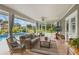 Spacious screened-in patio with wicker furniture overlooking a pool and landscaped backyard at 2113 Kirkland Lake Dr, Auburndale, FL 33823