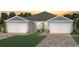 Beautiful, light blue single-story home with a well-maintained lawn, a two-car garage and a brick driveway at 2322 Daisy Tree Rd, St Cloud, FL 34771