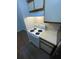 Shows the white stove with an exhaust fan, countertop, and cabinets at 238 Afton Sq # 106, Altamonte Springs, FL 32714