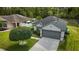 Charming gray home with a two-car garage, landscaped yard, and well-maintained surroundings at 3422 Heath Dr, Deltona, FL 32725