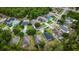 Aerial view of a peaceful residential neighborhood surrounded by lush greenery and well-maintained homes at 3422 Heath Dr, Deltona, FL 32725
