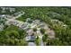 Aerial view of neighborhood with lush trees and houses with pools in a serene environment at 3422 Heath Dr, Deltona, FL 32725