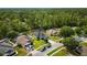 Charming single Gathering homes with well manicured lawns and tree lined streets in this aerial view at 3422 Heath Dr, Deltona, FL 32725