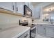 Close-up of the kitchen area featuring sleek appliances and a modern cooktop with an integrated microwave at 4394 Devon Ct, Kissimmee, FL 34746