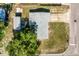 Aerial view showcasing the layout of the property, including the backyard, shed, and driveway at 911 Ursula St, Ocoee, FL 34761