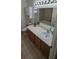 Bathroom features a single sink vanity, toilet, and a large mirror with vanity lighting at 11818 Sophia Ln, Orlando, FL 32821
