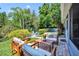 Secluded backyard oasis featuring a brick patio, comfortable seating, and lush greenery, providing a private retreat at 12618 Lakebrook Dr, Orlando, FL 32828