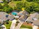 Aerial view of a home with a screened-in pool, lush landscaping, and a serene neighborhood setting at 2652 Bent Hickory Cir, Longwood, FL 32779