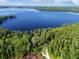 An aerial view shows a lake and properties with lush greenery at 2659 Hibbard Trl, Chuluota, FL 32766