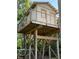 Charming elevated treehouse with a ladder and deck, offering a playful retreat in the trees at 2659 Hibbard Trl, Chuluota, FL 32766