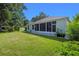 Home exterior showing backyard, green lawn, and screen enclosed patio at 2710 Autumn Ln, Eustis, FL 32726