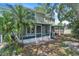 View of the backyard with a covered, screened lanai and lush greenery at 283 Woodgreen Ln, Winter Springs, FL 32708