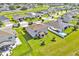 Aerial view of backyard featuring pool and a covered patio in a residential community at 356 Quarry Rock Cir, Kissimmee, FL 34758